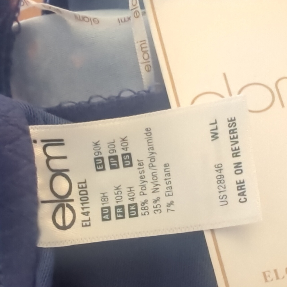 Elomi Morgan Size 40K Underwire Bra with Underband Side Support Blue Floral - Picture 6 of 7